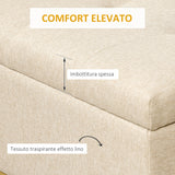easycomfort easycomfort panca con contenitore in poliestere trapuntata con gambe in acciaio doro 110x44x48cm beige