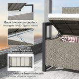 easycomfort easycomfort panchina da giardino 2 posti con cassapanca da 151 5l in rattan con schienale braccioli e cuscino crema