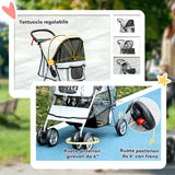 easycomfort easycomfort passeggino per cani piccoli pieghevole con copertura antipioggia ruote girevoli e con freni grigio