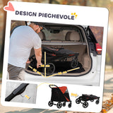 easycomfort easycomfort passeggino per cani pieghevole con ingressi a cerniera e finestre a rete 112x65x100 cm nero e rosso