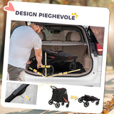 easycomfort easycomfort passeggino per cani pieghevole con ingressi a cerniera e finestre a rete 112x65x100 cm rosso e nero