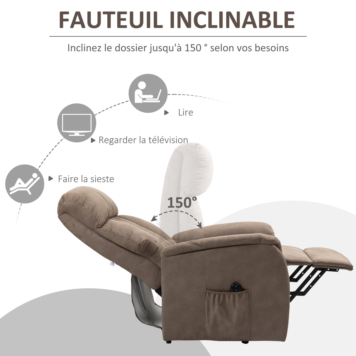 easycomfort easycomfort poltrona alzapersona reclinabile 150 max con telecomando e poggiapiedi 75x93x110 cm marrone