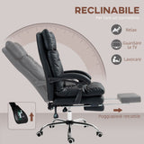 easycomfort easycomfort poltrona da ufficio in finta pelle con schienale reclinabile 135 e poggiapiedi estraibile nero