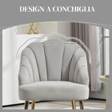 easycomfort easycomfort poltrona in velluto da camera e salotto a conchiglia stile art deco acciaio 63x65x84 cm grigio