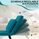easycomfort easycomfort poltrona letto 3 in 1 con schienale reclinabile in 5 posizioni e cuscino 63x73x81 cm blu scuro