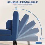 easycomfort easycomfort poltrona letto con schienale regolabile in 5 posizioni in tessuto effetto lino e acciaio 75x70x75 cm blu scuro