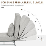 easycomfort easycomfort poltrona letto singolo con schienale reclinabile 5 livelli con cuscino extra tessuto e metallo 73x74x81cm grigio