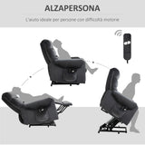 easycomfort easycomfort poltrona relax reclinabile a 135 massaggiante e alzapersona con telecomando 79x97x103cm grigio