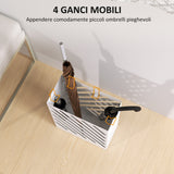 easycomfort easycomfort portaombrelli di design con vaschetta raccogli gocce e 4 ganci in metallo 28x14x41 cm bianco