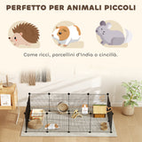 easycomfort easycomfort recinto per animali modulabile con 12 pannelli 35x35 cm e bordi arrotondati in metallo e abs 140x70x35 cm nero