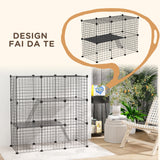 easycomfort easycomfort recinto per animali modulabile con 31 pannelli 2 porte e 2 rampe in acciaio e pp 105x45x105 cm nero