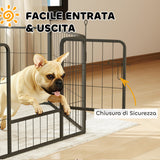 easycomfort easycomfort recinto per cani a 6 pannelli modulabili da 80x1 5x60 cm in acciaio nero con porta di ingresso