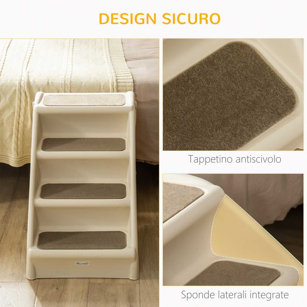 easycomfort easycomfort scaletta per cani pieghevole con 4 gradini antiscivolo per animali fino 10kg beige
