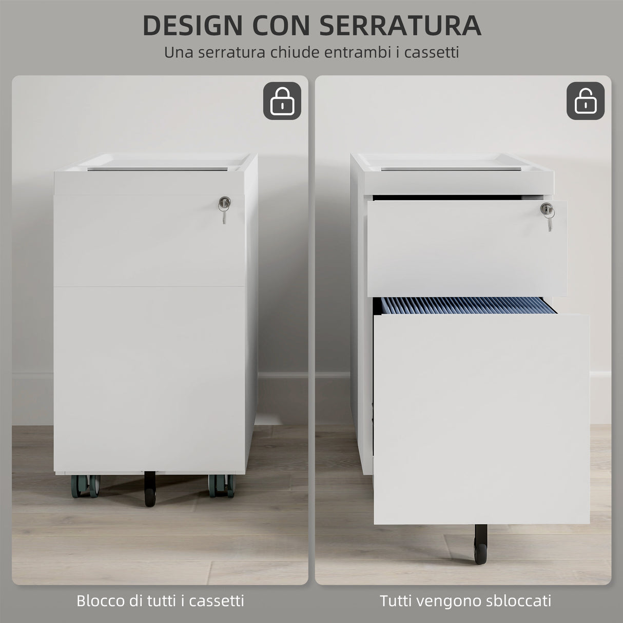 easycomfort easycomfort schedario per ufficio con 2 cassetti fessura a busta e barra per appendere in acciaio 30x50x53 5 cm bianco