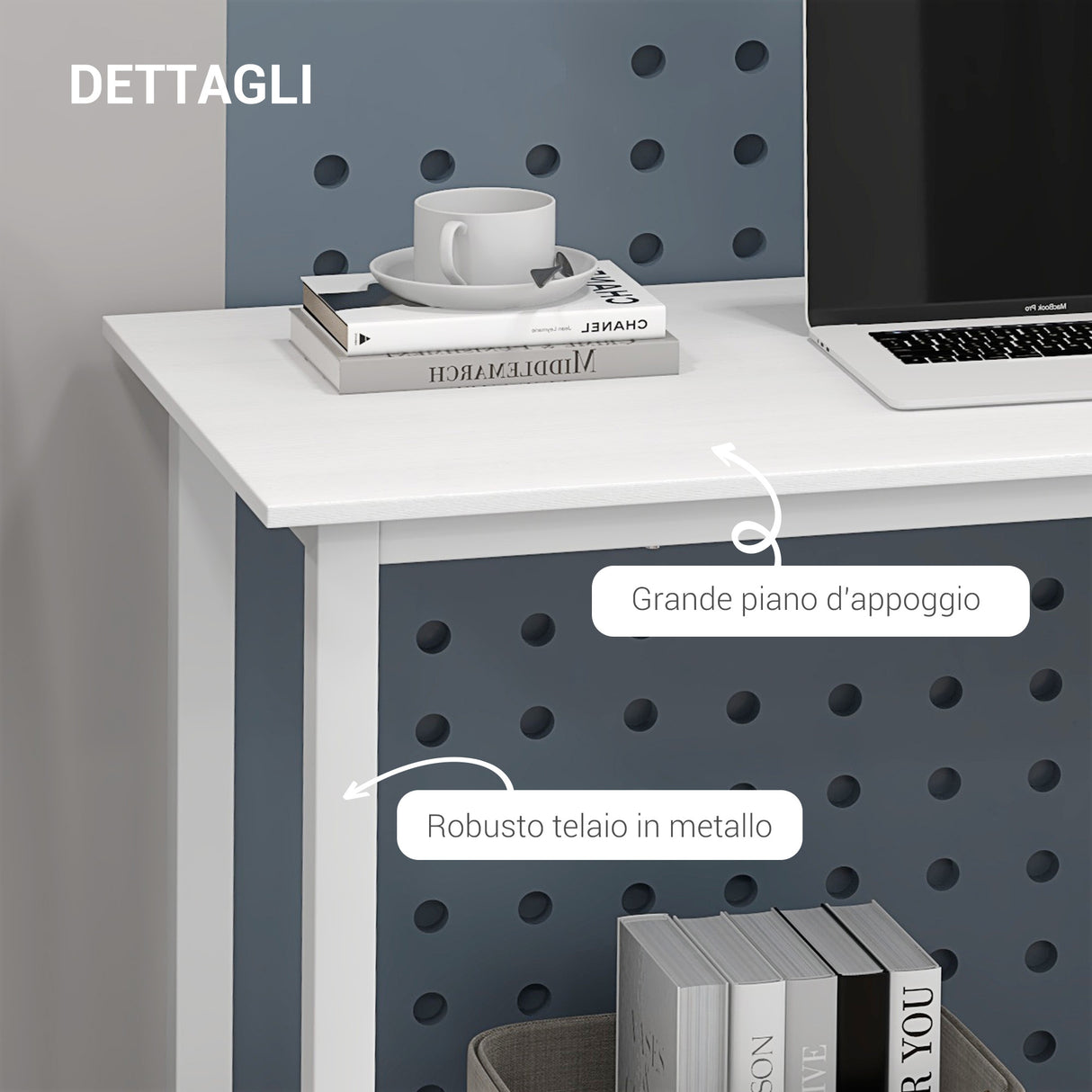 easycomfort easycomfort scrivania per computer con piedini regolabili in truciolato e acciaio 120x60x76 cm bianco