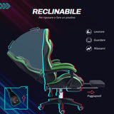 easycomfort easycomfort sedia da gaming con altezza regolabile e schienale reclinabile 65x65x121 129 cm nero e verde