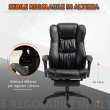 easycomfort easycomfort sedia da ufficio ad altezza regolabile con 6 punti massaggianti in finta pelle 68 5x68 5x113 121 cm nera