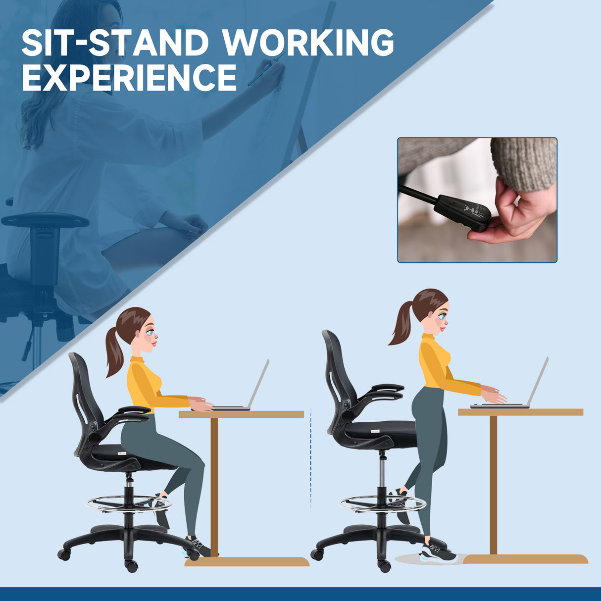 easycomfort easycomfort sedia da ufficio ergonomica in tessuto traspirante con altezza regolabile e braccioli ribaltabili 59x65x110 130 cm