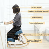 easycomfort easycomfort sedia ergonomica con inginocchiatoio in legno di betulla e cuscino 51x69x58cm blu