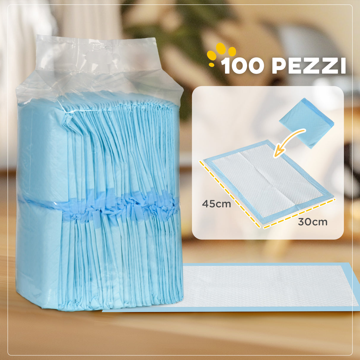 easycomfort easycomfort set 100 tappetini igienici per cani a 6 strati in tessuto non tessuto carta e pe 45x30 cm blu e bianco