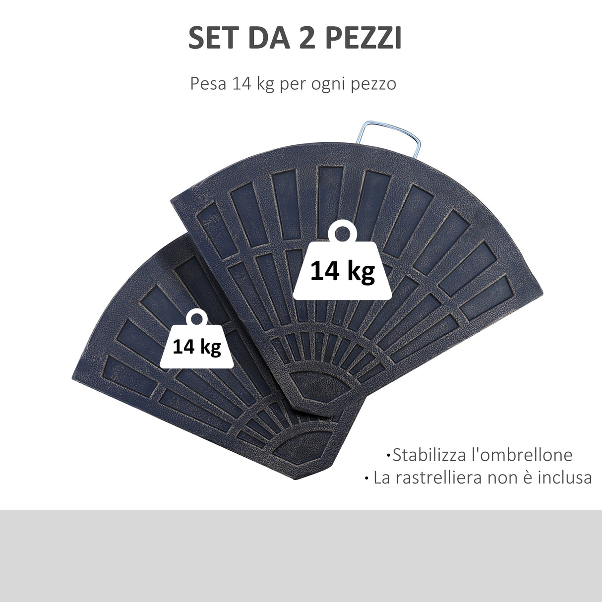 easycomfort easycomfort set 2 pesi per ombrellone a base a croce da 28 kg con design a ventaglio in colofonia 66x47x4 2 cm bronzo