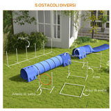 easycomfort easycomfort set agility dog 7 pezzi con fischietto e borsa da trasporto in plastica e abs 89x69x99 cm bianco arancione blu