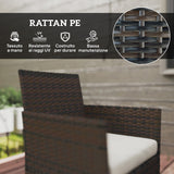 easycomfort easycomfort set da giardino 4 pezzi con divano 2 posti 2 sedie e tavolino basso in rattan e acciaio beige e marrone