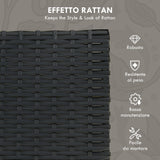 easycomfort easycomfort set da giardino con 2 sedie divanetto e 2 tavolini con cuscini e piano in vetro nero