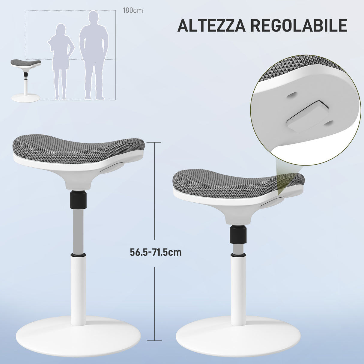 easycomfort easycomfort sgabello ergonomico e imbottito ad altezza regolabile con inclinazione a 5 41 5x41 5x51 5 71 5 cm grigio