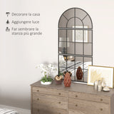 easycomfort easycomfort specchio da parete ad arco stile finestra per camera da letto e ingresso 76x43 cm nero