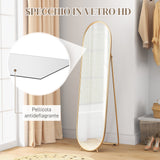 easycomfort easycomfort specchio verticale ovale da terra con supporto in vetro e metallo 40x41x159 cm tonalita oro