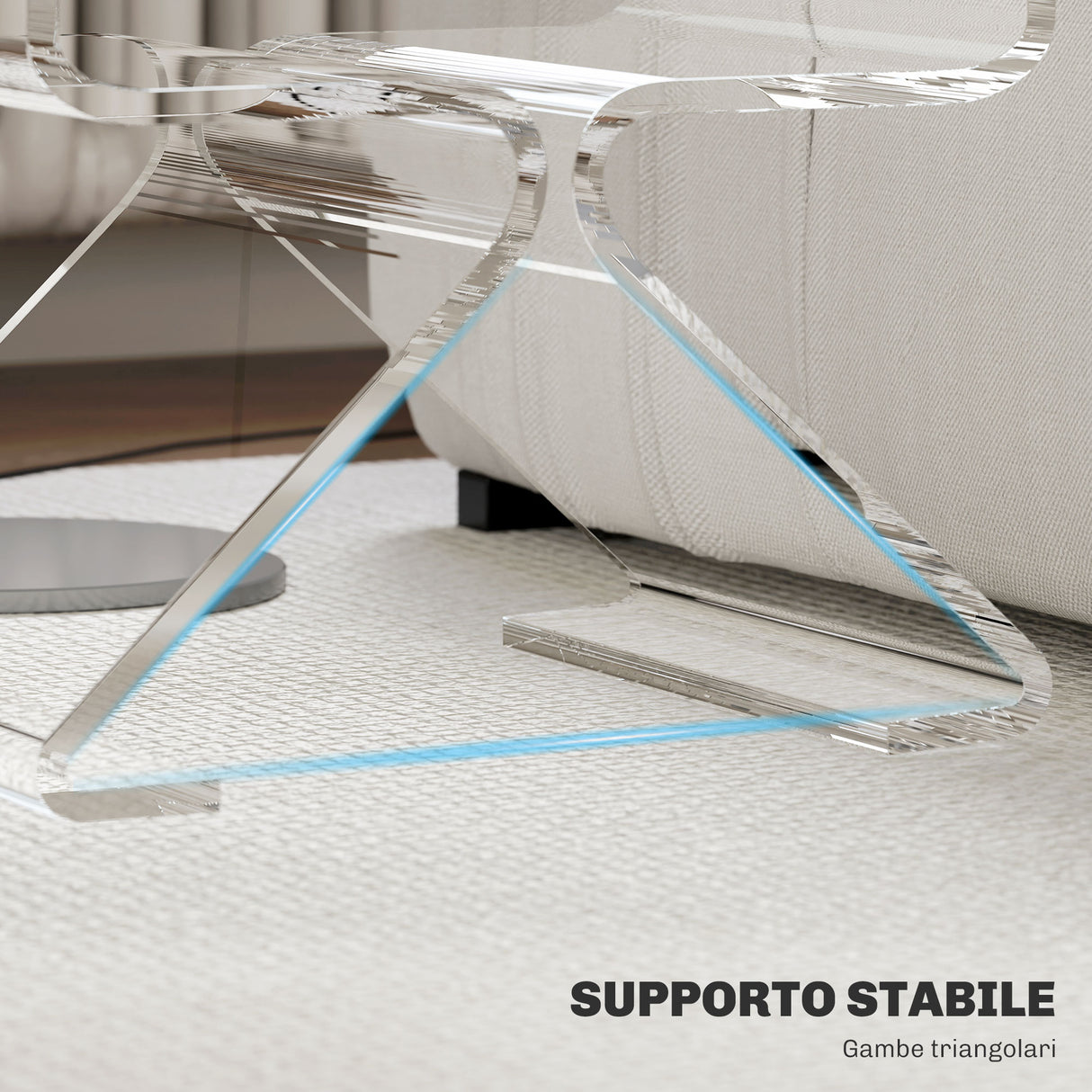 easycomfort easycomfort tavolino basso geometrico a 2 livelli in acrilico con gambe triangolari 40x30x45 cm trasparente