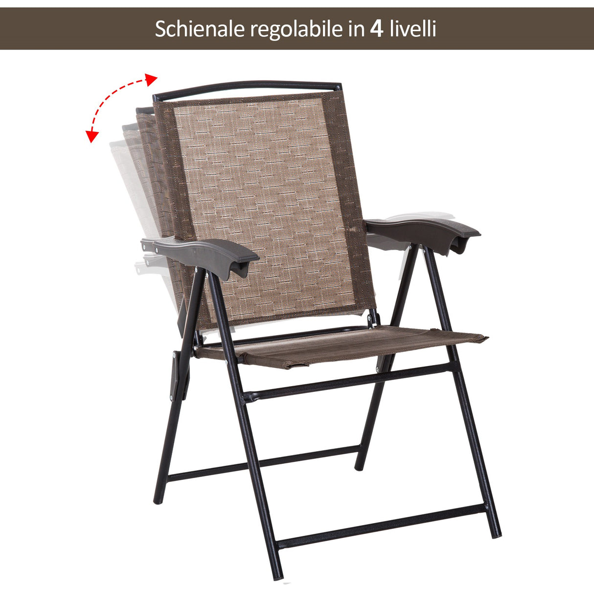 easycomfort easycomfort tavolino con 2 sedie set mobili 3pz pieghevole regolabile esterno textilene marrone