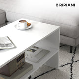 easycomfort easycomfort tavolino da caffe moderno in legno a 2 livelli con ripiano aperto 100x40x41 5 cm bianco