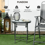 easycomfort easycomfort tavolino da caffe per giardino pieghevole con piano in vetro effetto marmo 45x50cm grigio