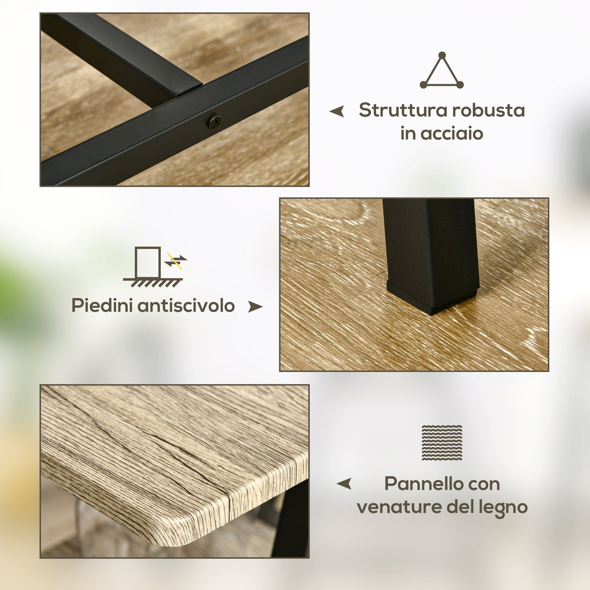 easycomfort easycomfort tavolo da bar industriale da 10 bottiglie in truciolato e acciaio 120x60x91 cm nero e color legno
