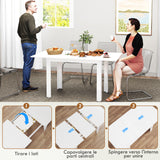 easycomfort easycomfort tavolo da pranzo allungabile per 4 6 persone con pannelli a ribalta in legno 120 160x80x78 cm bianco