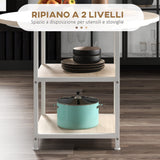 easycomfort easycomfort tavolo da pranzo per 4 6 persone con 2 ripiani integrati in acciaio e mdf 100x76 cm bianco e rovere