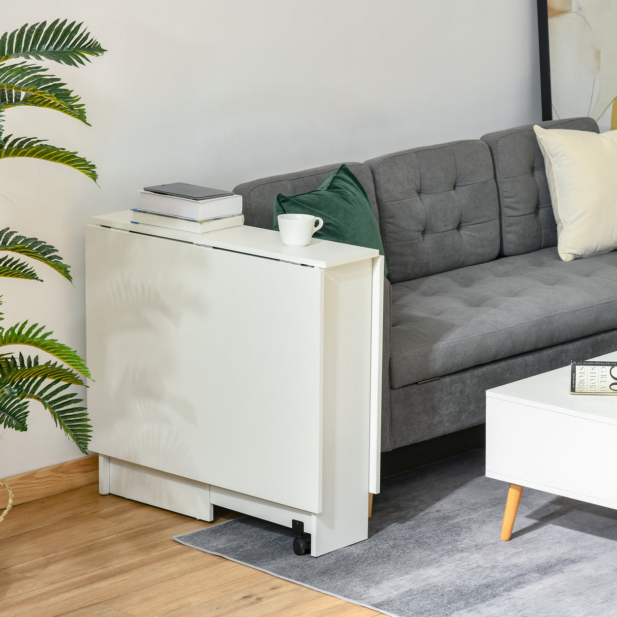 easycomfort easycomfort tavolo pieghevole salvaspazio 2 ripiani inferiori in legno tavolo richiudibile salvaspazio con ruote per 6 persone 75p x 140l x 74h cm bianco ean 8054111849241