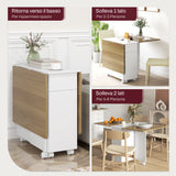 easycomfort easycomfort tavolo rettangolare allungabile con 2 cassetti e un armadietto in legno 140x76x74 cm bianco e color legno