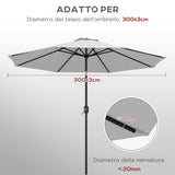 easycomfort easycomfort telo per ombrellone da 295 cm in poliestere bianco resistente allacqua con presa daria superiore