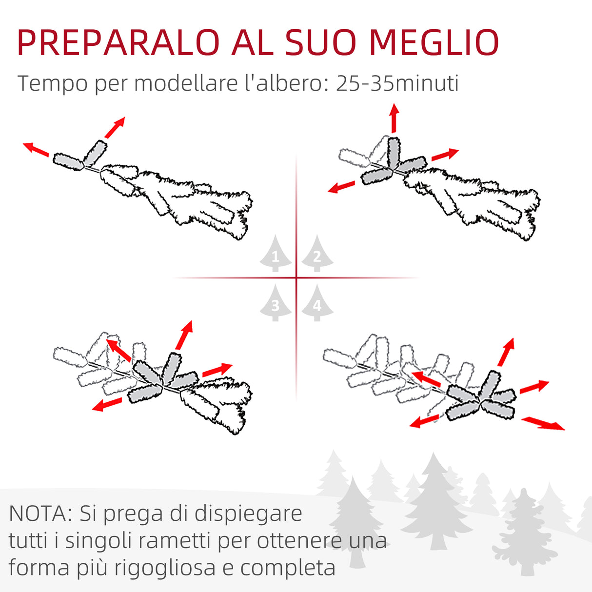 easycomfort easycomfort albero di natale innevato 180cm con 523 rami e base in acciaio per interni