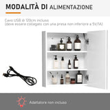 easycomfort easycomfort armadietto pensile da bagno con 1 anta specchio e luci a led 2 ripiani interni mdf bianco 60 x 50 x 15cm ean 8054144138923
