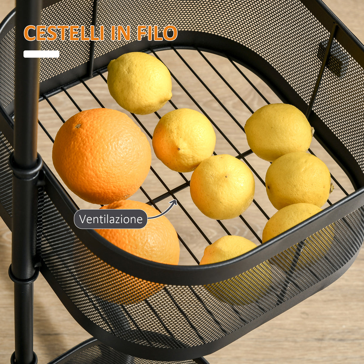 easycomfort easycomfort carrello portavivande con 4 cestelli piano dappoggio e ruote in acciaio e pp 33x33x77 cm
