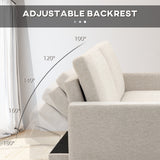 easycomfort easycomfort divano letto 3 posti in tessuto con poggiapiedi e schienale a 5 reclinazioni 213x91x83cm crema