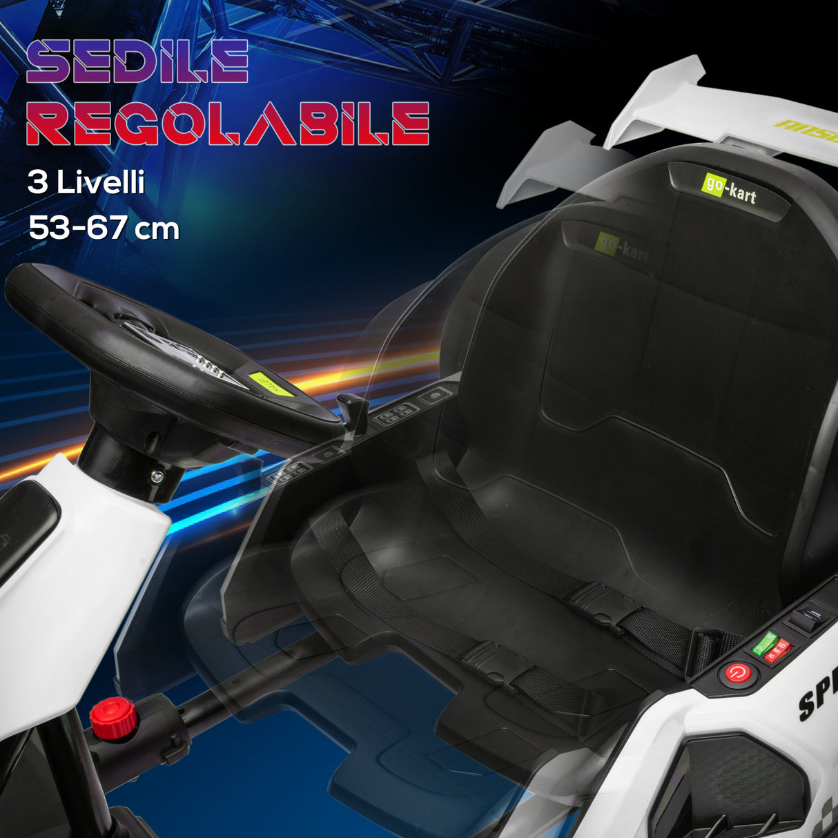 easycomfort easycomfort go kart elettrico per bambini 6 12 anni 24v 12kmh con seggiolino regolabile bianco