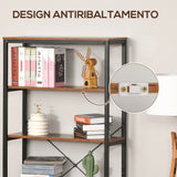 easycomfort easycomfort libreria verticale in stile industriale vintage scaffale salvaspazio con 6 mensole in legno e metallo nero 80x30x180cm ean 8054144131009