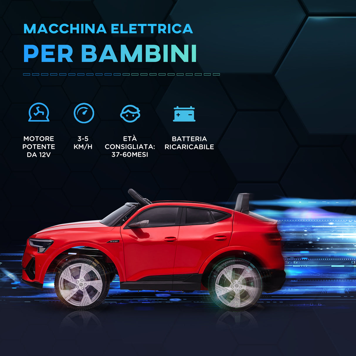 easycomfort easycomfort macchina elettrica per bambini 12v con telecomando velocita 3 8kmh luci e musica eta 3 5 anni rosso