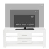 easycomfort easycomfort mobile porta tv da 55 con luci led a 12 colori e telecomando legno e vetro 120x40x50cm bianco