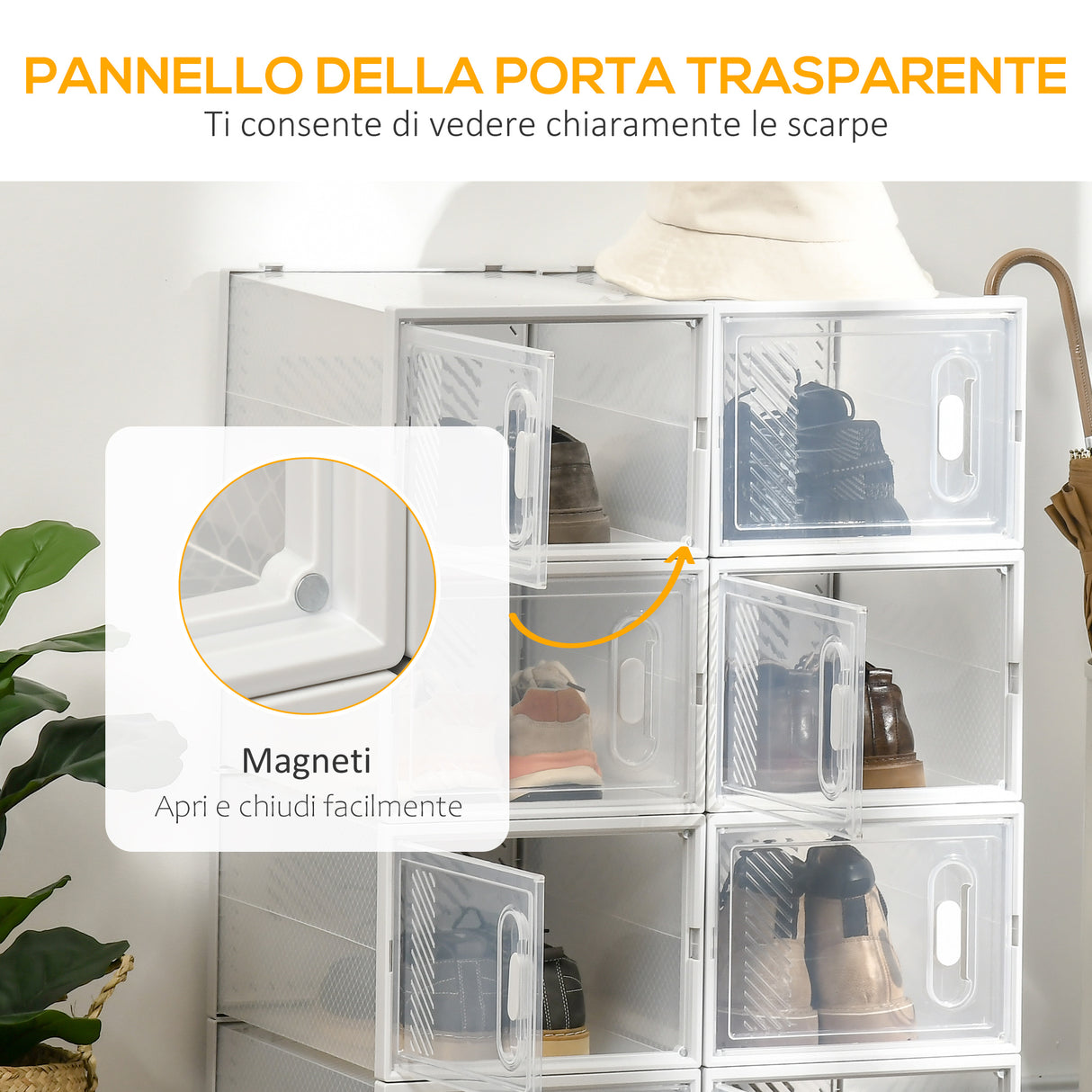 easycomfort easycomfort mobile scarpiera modulare salvaspazio 8 cubi 28x36x21 cm in plastica pp bianco